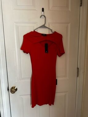 Lulu's Red Cutout Short Sleeve Bodycon Dress
